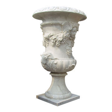Beautiful girl and fruit carved marble flower pot