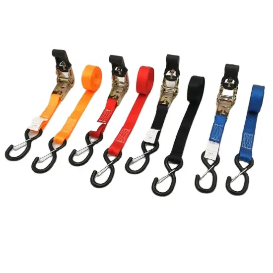 8mm Ratchet Tie Down with Safety Hook - 100% Polyester Strap, Zinc Ratchet, and Dipped Plastic Steel