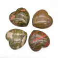 40X40X20MM Coeur de pierre naturel Unakite pour femmes Bijoux de guérison Chakra sans trou