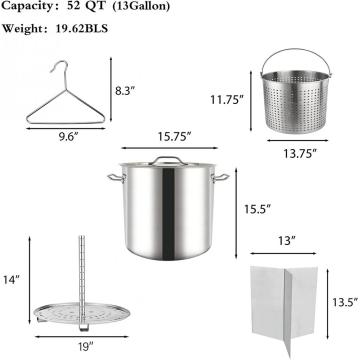 52QT Stainless Steel Stock Pot