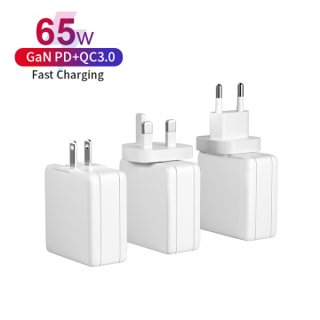 Phone accessories PD 65W 3-Port USBC Quick Charging Wall Charger For USBC Laptop Phone Power Adapter