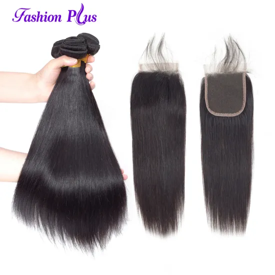 Peruvian Virgin Human Hair  Middle Free Three Part Lace Closures 3 Bundles Brazilian Straight Hair Bundles with closure