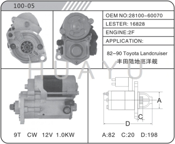 2F STARTER MOTOR FOR TOYOTA LANDCRUISER 16282