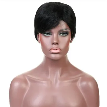 Lsy Non Lace Pixie  Cut Human Hair Wig Color Natural Black 100% Brazilian Hair Wigs For Sale