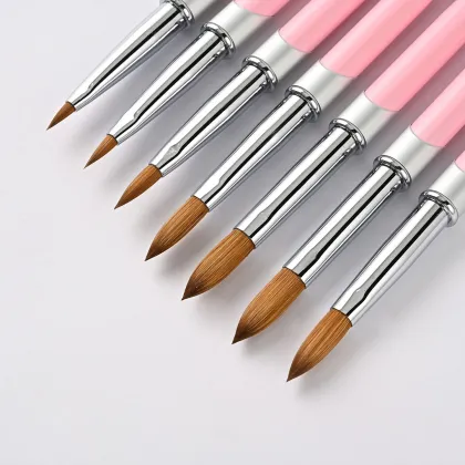 Qianya High Quality Pink Crimped Acrylic Nail Paint Brush
