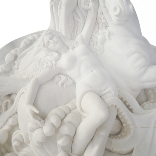 Marble Sea Warrior Sculpture Waves Courage Décor Art