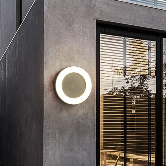 Modern Black LED Courtyard Wall Lamp 12w/18w Round/Square/Oval Sconces