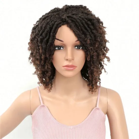 MYZYR cheap synthetic wig  crochet twisted hair  multiple colour synthetic afro wigHeadgear 14 inches synthetic wig vendorT30