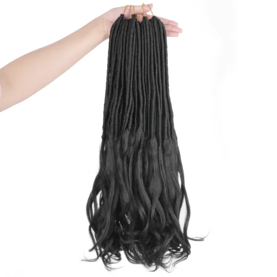 Ombre Black Brown Long Straight Gorgeous Locs With Wavy Ends Women Synthetic Goddess Faux Locs Crochet Braiding Hair Extension