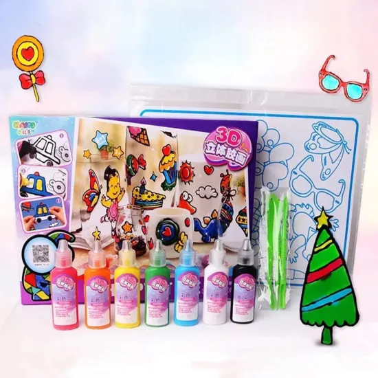 DIY Drawing Toys Kids Cartoon Glue Tempera Painting 3D Stickers for kindergarten Craft Educational Interactive Toys for Children