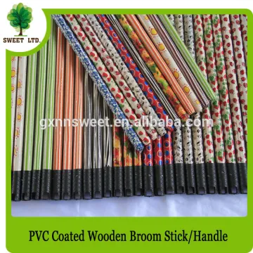 Colorful designs PVC coated Wooden broom handle