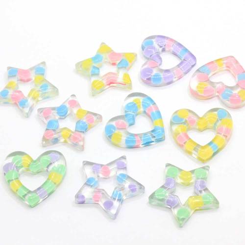 Popular Heart Star Shaped Resin Bead 100pcs/bag Charms For Girls Bedroom Ornaments Bracelet Necklace Bead Spacer