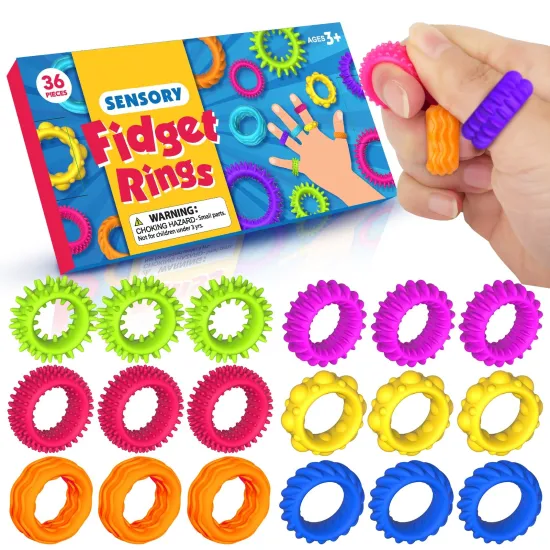 36pcs Autistic Relief Stress Toys: Safe, Practical Fidget Ring Set for Sensory Needs and Special Education