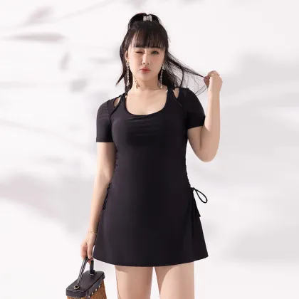 Black Plus Size Beach Dress: Sexy, Slim Swimsuit Separate for Women
