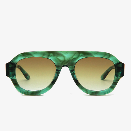 Single-Bridge Acetate Marbled Frame Sunglasses