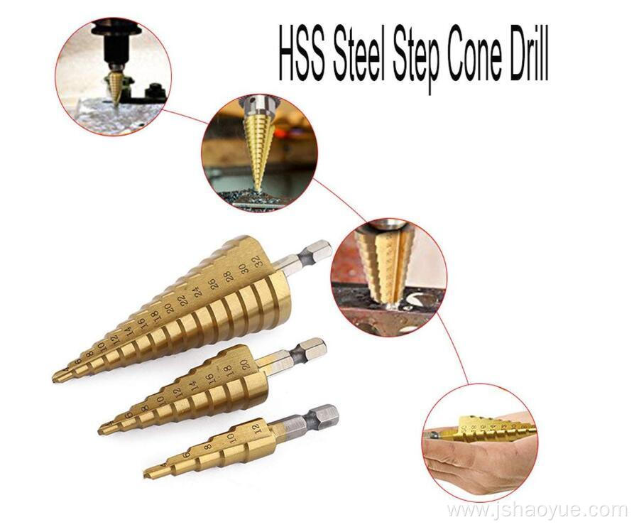 3PCS High-Speed Steel Step Drill BitCoated Metal