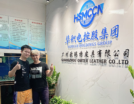 Client visit at Guangzhou OMTER Leather showroom