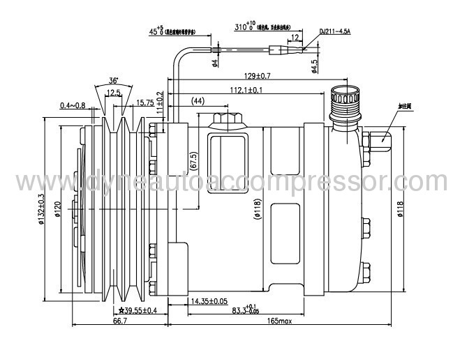 Auto compressor SANDEN 5H14 HOR 12V PV2 132mm 