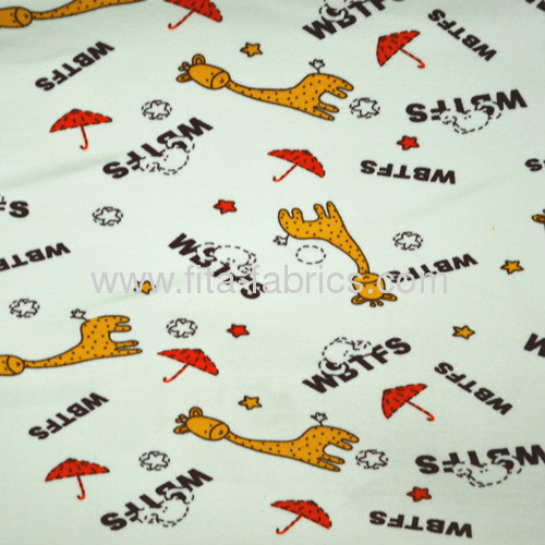 cartoon printed poly spun velour fabric