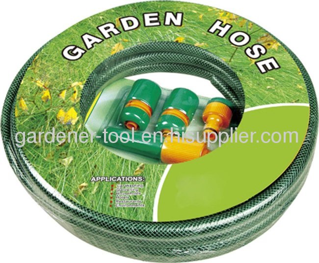 20M 1/2PVC Reinforced Garden Water Hose With 2-Function Garden Water Nozzle Set