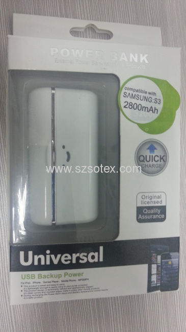 2800mAh power bank for Samsung S3