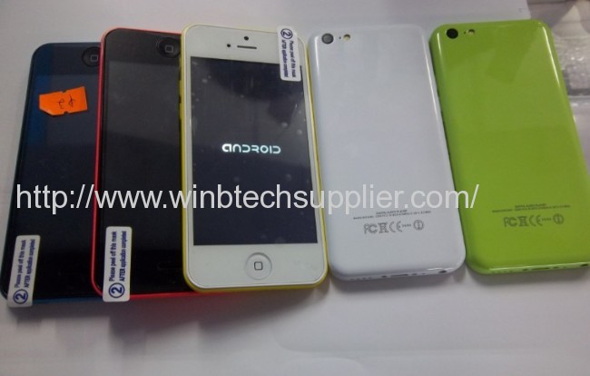 HOT NEW ARRIVE 5C i5 MTK6572 Android 4.2 4.0inch HD Screen 5MP real 1:1 Size for iphone 5C Unlocked phone 5 Colors