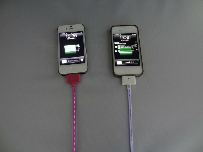 LED light flashing visible USB cables for iphone4 for ipod