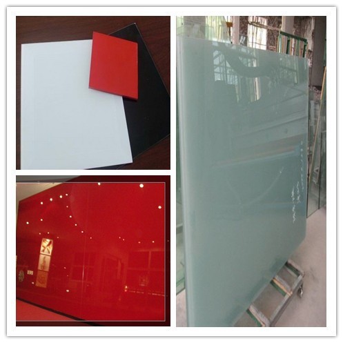 4mm Coated Tempered Painted Glass Table Top Flashing For Office , Black / Ultra White