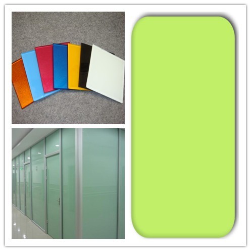 4mm Coated Tempered Painted Glass Table Top Flashing For Office , Black / Ultra White