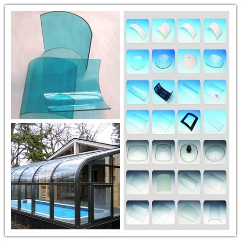 8 - 12mm Curved Clear Tempered Glass Laminated For Sunlight Room , Decorative Tempered Glass Panels