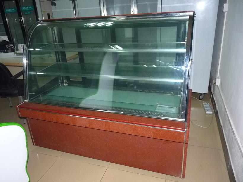 Stainless Steel Adjustable Shelves Cake Display Freezer For Supermarket