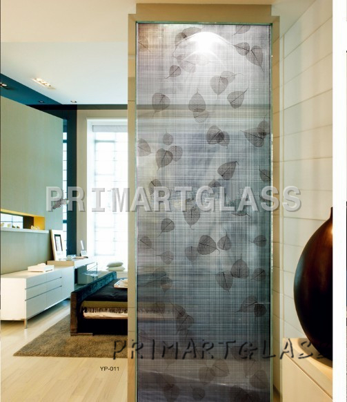 Decorative Laminated Glass , Lamination With Fabric And Plant For Room Dividers/ Shower Parttion / Sliding doors