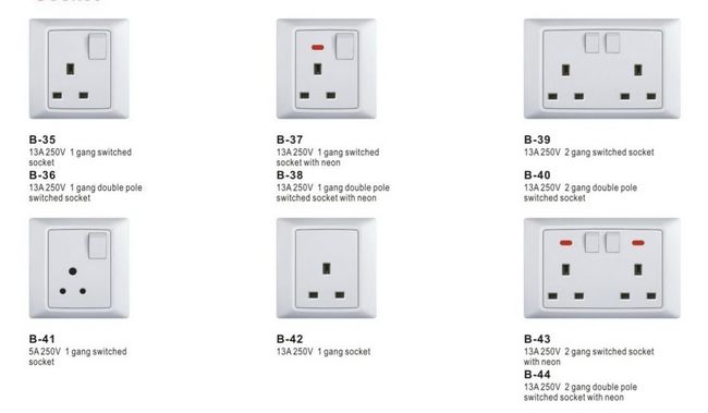 16A 250V 1 Gang / 2 Gang German Type Schuko Electrical Wall Socket with SASO Ceritficate