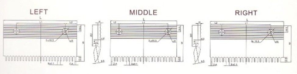 200mm PC Escalator Comb Plate With 2 Holes / Mitsubishi Escalator Parts