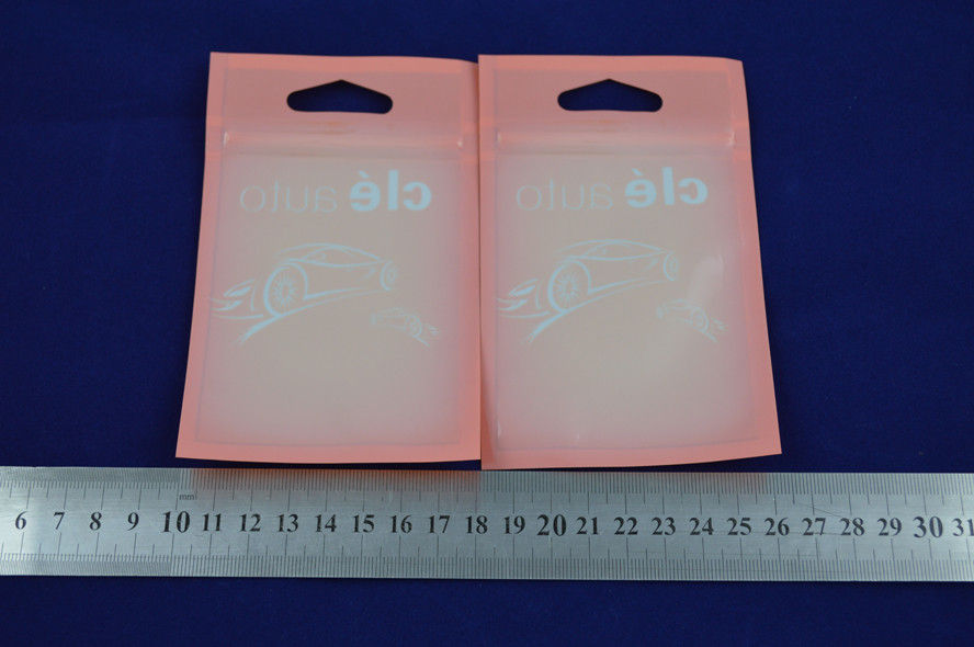 Pink Sealing Small Zippered Pouch Packaging , Flat Poly Bags With Valve