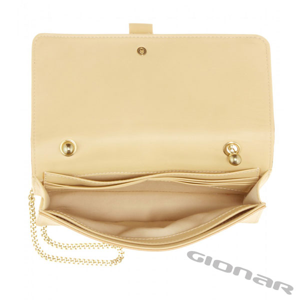 Beige Ladies Leather Wallets With Chain Shoulder Strap , Female Leather Wallets