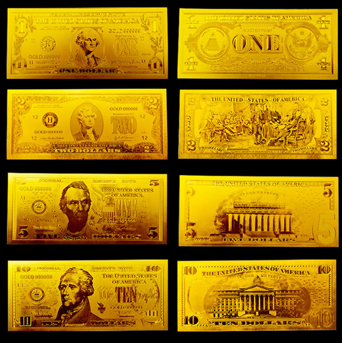 Full Sets Gold Dollar Bill banknote $100 with Gold foil Material