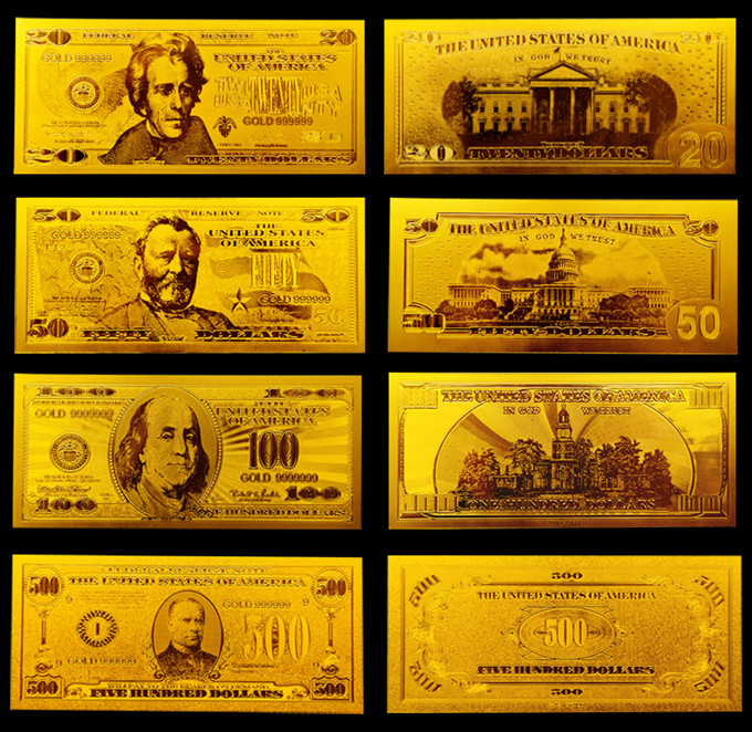 Full Sets Gold Dollar Bill banknote $100 with Gold foil Material