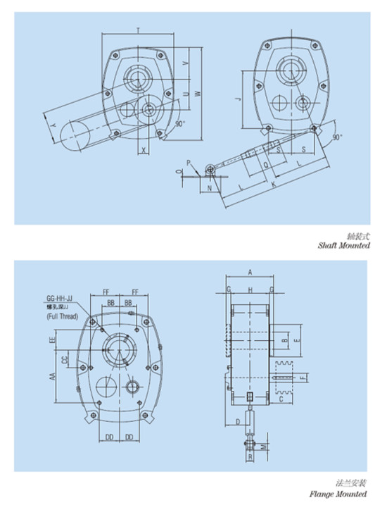 cast iron engine / mixer hollow Shaft Mounted Speed Reducer Gearbox