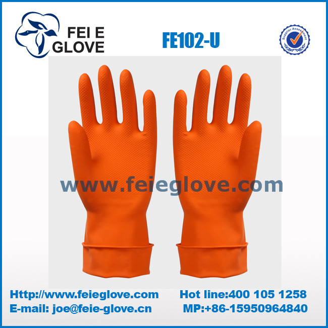 Colorful Long Sleeve Unlined Latex Gloves With Spray Flock Lined For Fishing