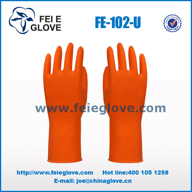 Colorful Long Sleeve Unlined Latex Gloves With Spray Flock Lined For Fishing