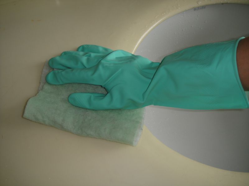 Recycled Mechanics Latex Gloves Green / Household Rubber Gloves For Cleaning