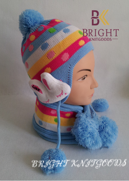 Acrylic , Polyester Cute Knit Hats Carton For Kids With Craft