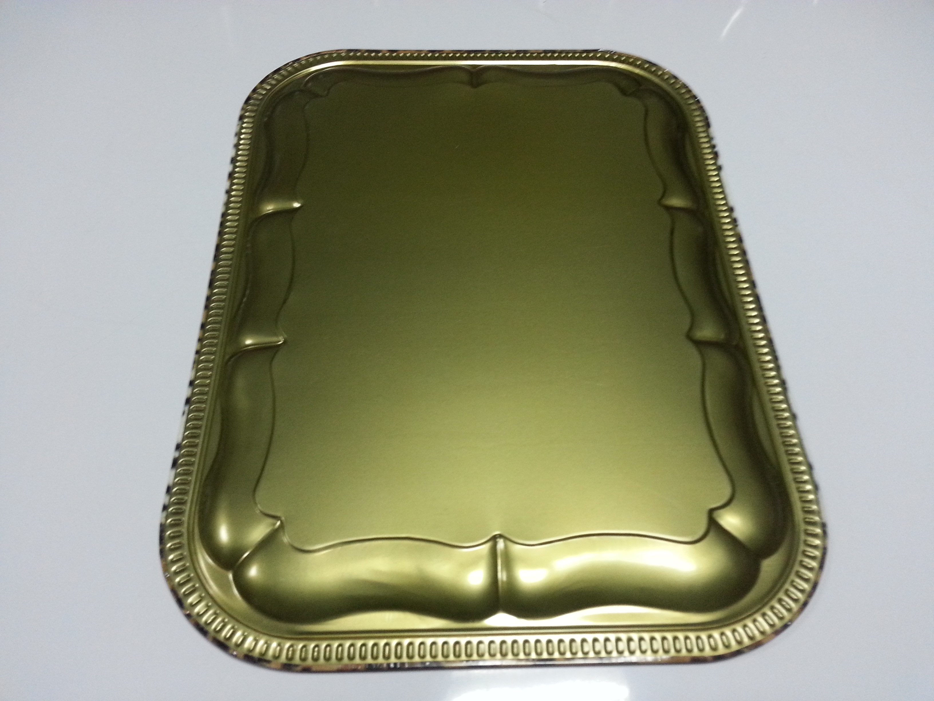 Square Printed Tin Serving Trays For Cake / Fruit / Coffee ， 415x310x15hmm