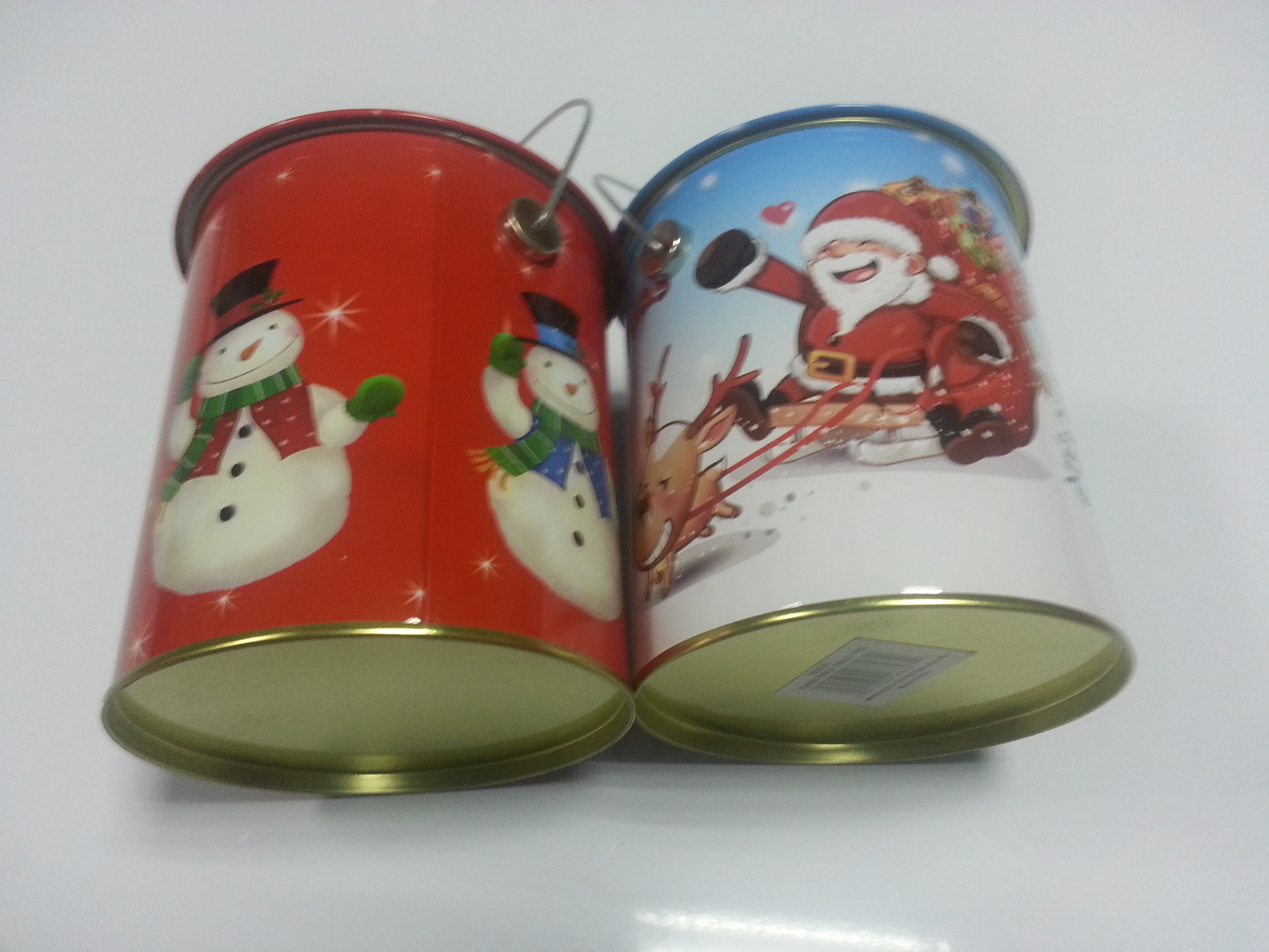 Cartoon Printed Tin Cookie Containers With Handle , 110*128mm