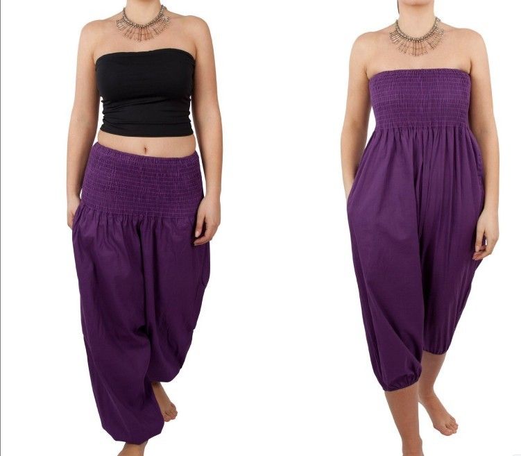 Purple Summer Women Jumpsuits And Rompers , Eco-Friendly Trousers