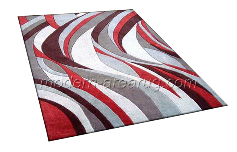 Grey / Red Wool Hand-tufted Contemporary Area Rugs, Modern Wool Rug Abstract Pattern