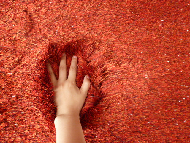 Customized Rust Red Polyester Shaggy Pile Rugs, Soft Hand-tufted Area Rug Carpet