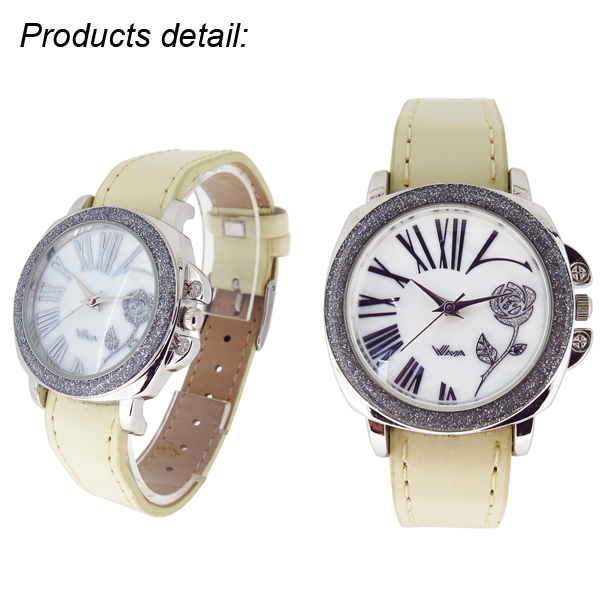 Dust Proof Unisex Quartz Watch 1 ATM Wristwatch White Leather Buckle