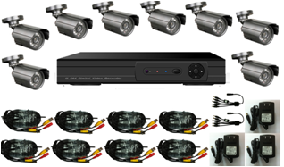 7 Series 8ch H.264 DVR Camera Kit With Metal Box Enclosure, Weatherproof Ccd Dome Camera Kits, 24 Ir Leds